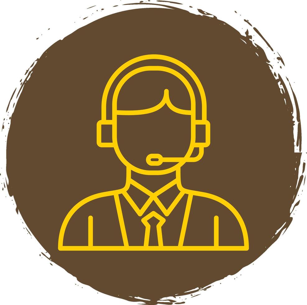 Customer Service Line Circle Sticker Icon vector
