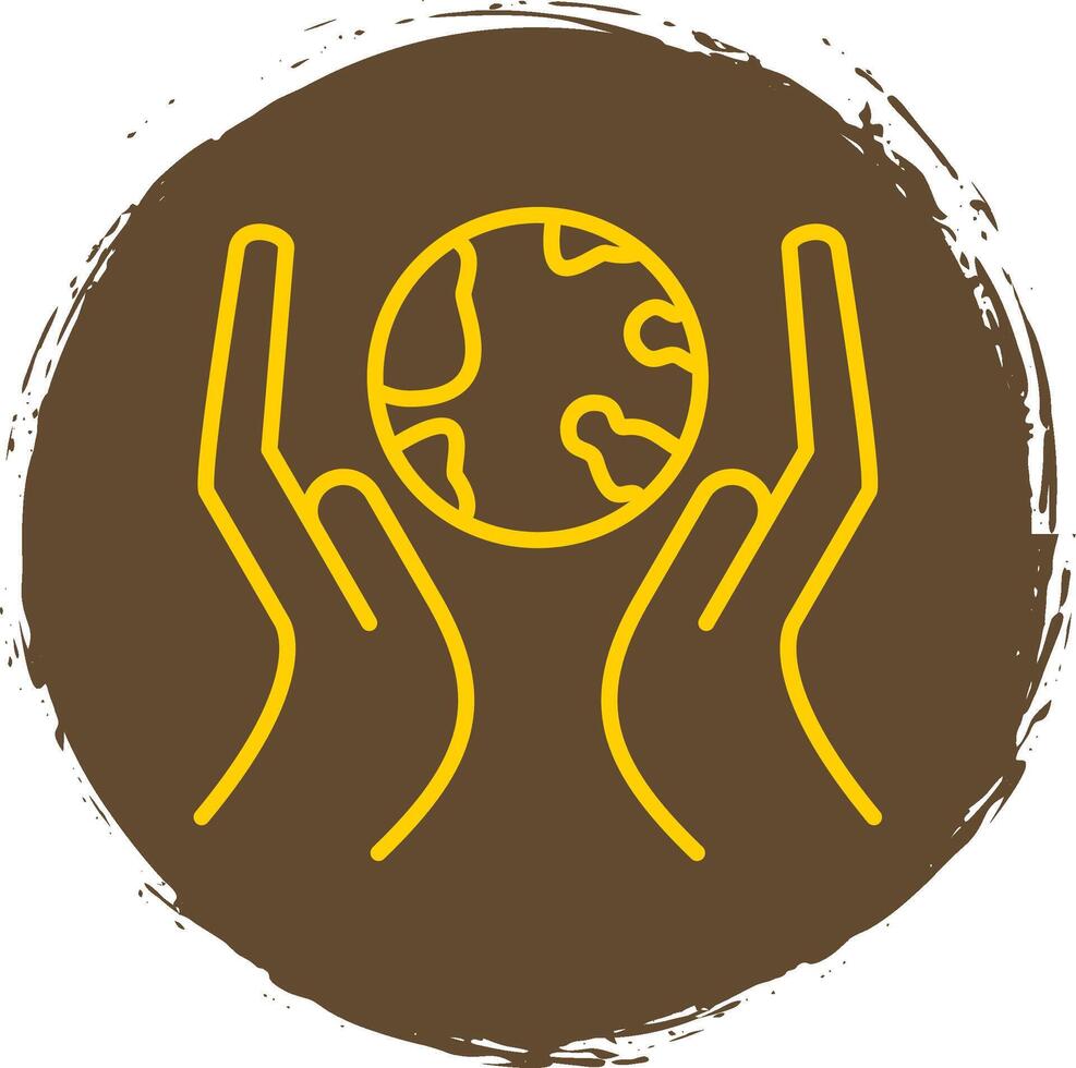 Save The World Line Circle Sticker Icon vector