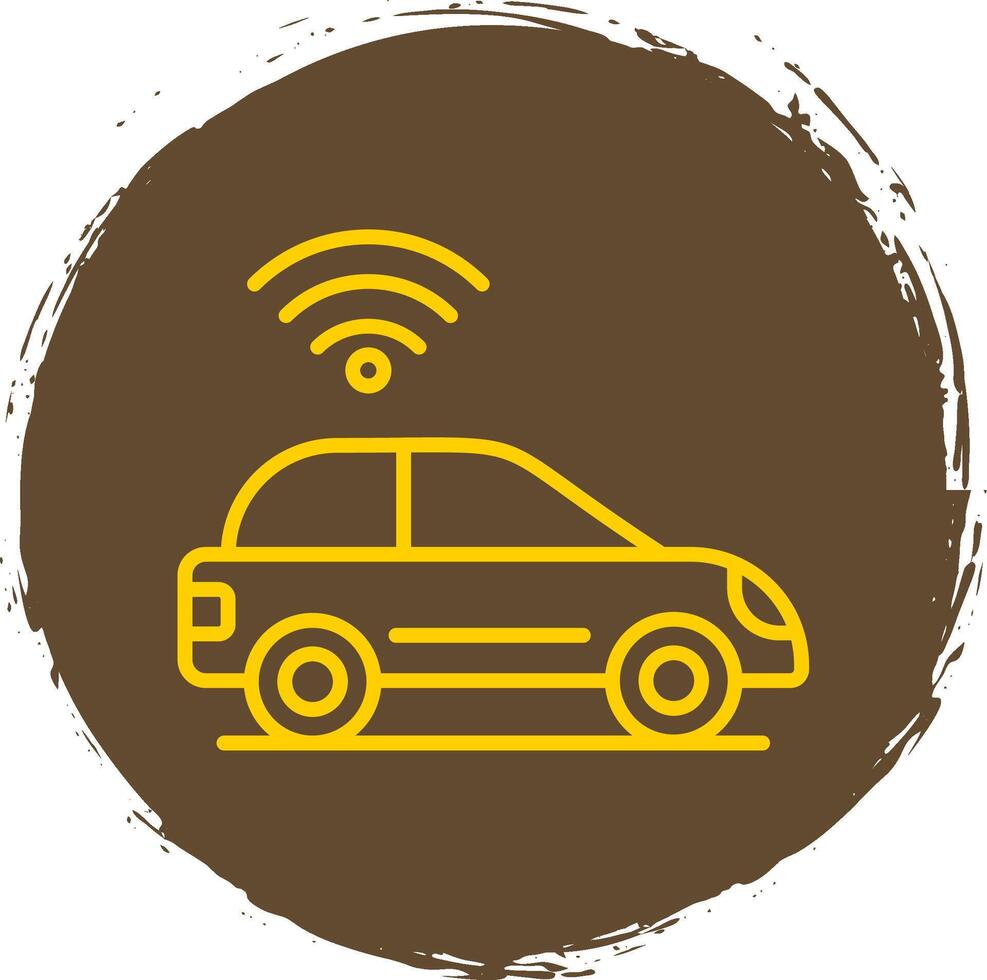 Smart Car Line Circle Sticker Icon vector