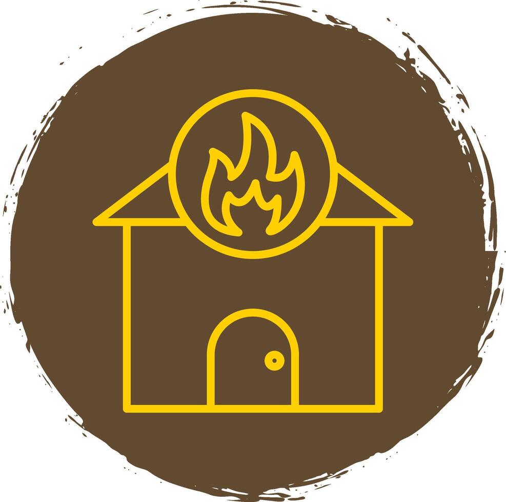 Home Fire Line Circle Sticker Icon vector