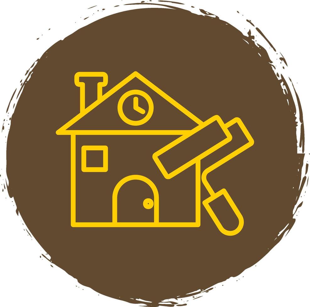 House Painting Line Circle Sticker Icon vector