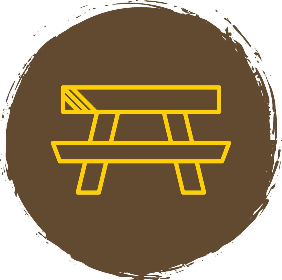 Picnic Table Line Circle Sticker Icon vector