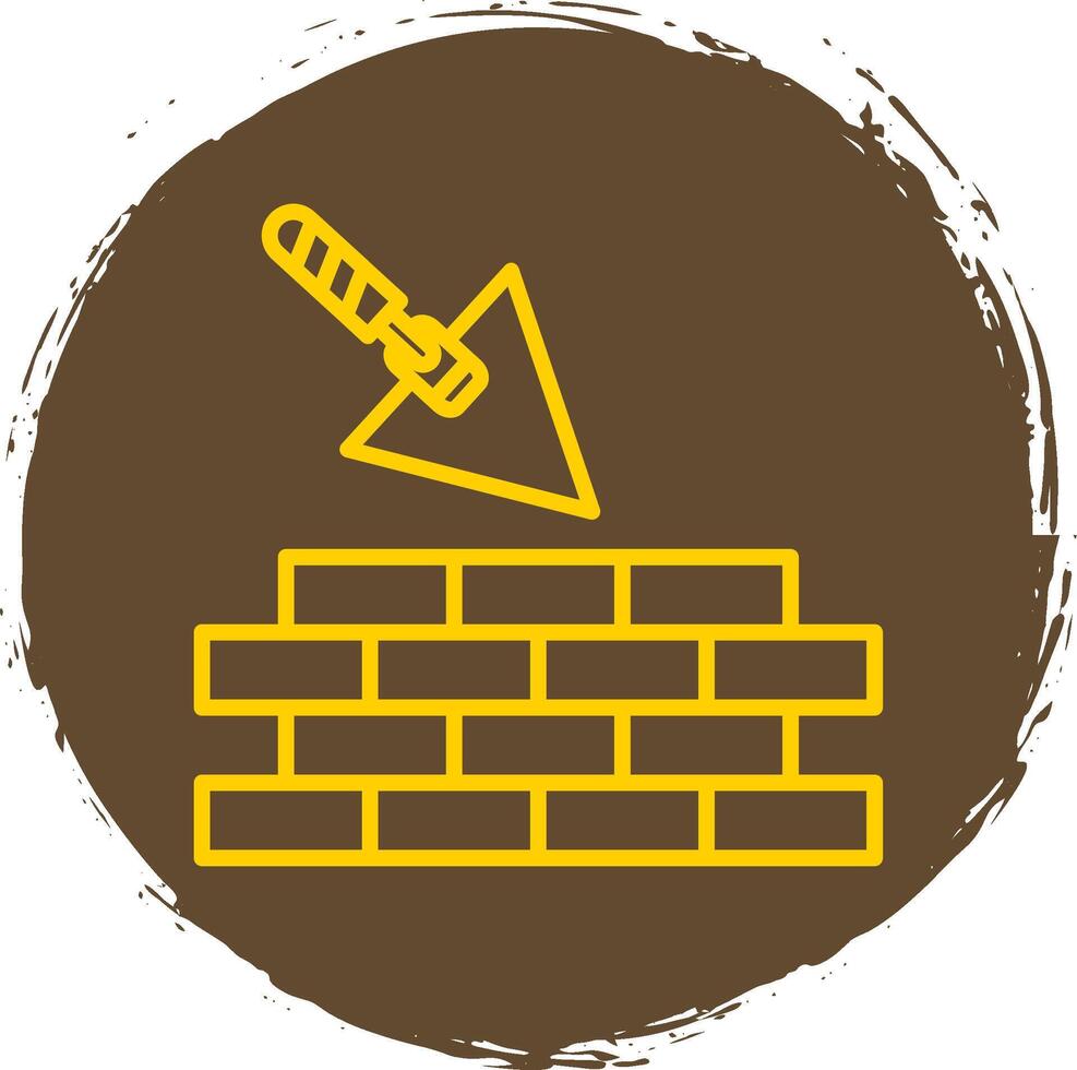 Brickwork Line Circle Sticker Icon vector