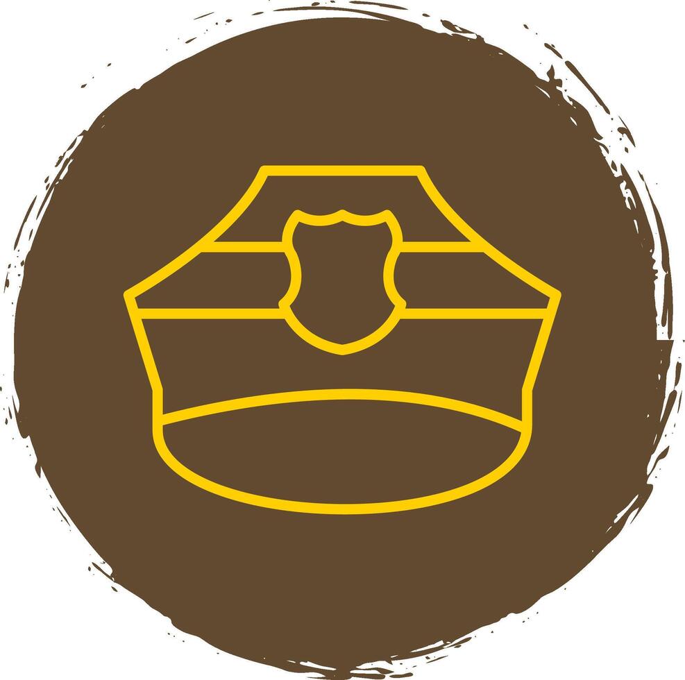 Police Hat Line Circle Sticker Icon vector