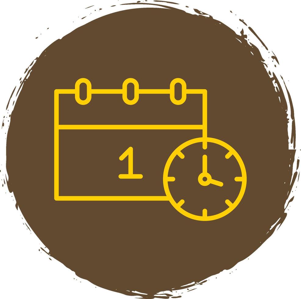 New Year Line Circle Sticker Icon vector