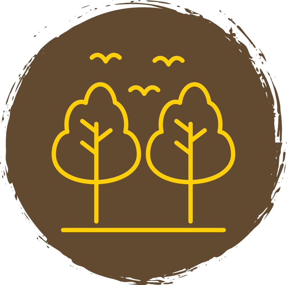 Forest Line Circle Sticker Icon vector