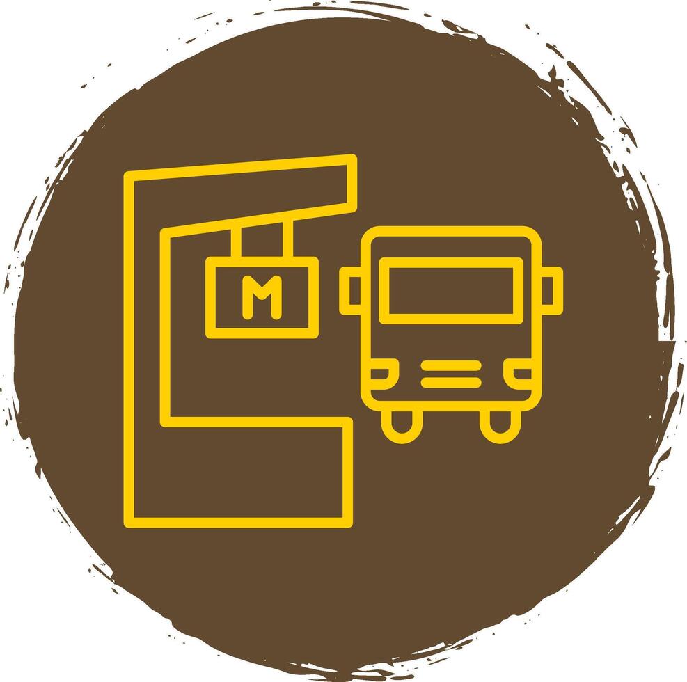 Metro Station Line Circle Sticker Icon vector