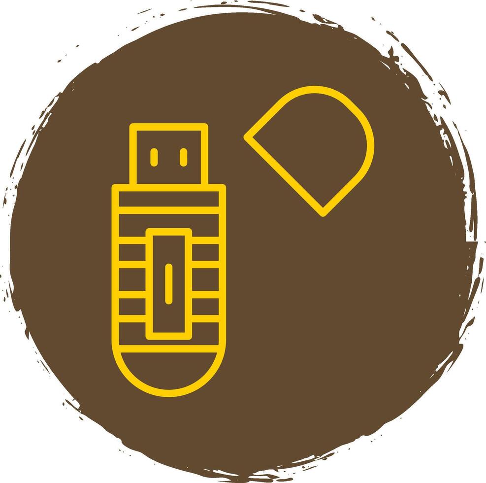 Usb Stick Line Circle Sticker Icon vector