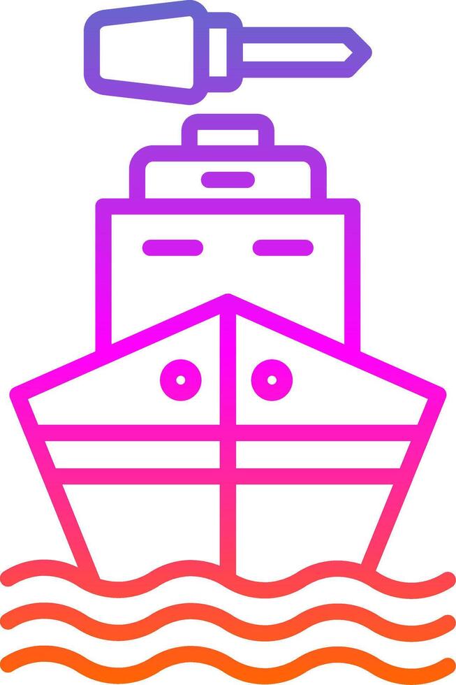 Boat Line Circle Sticker Icon vector