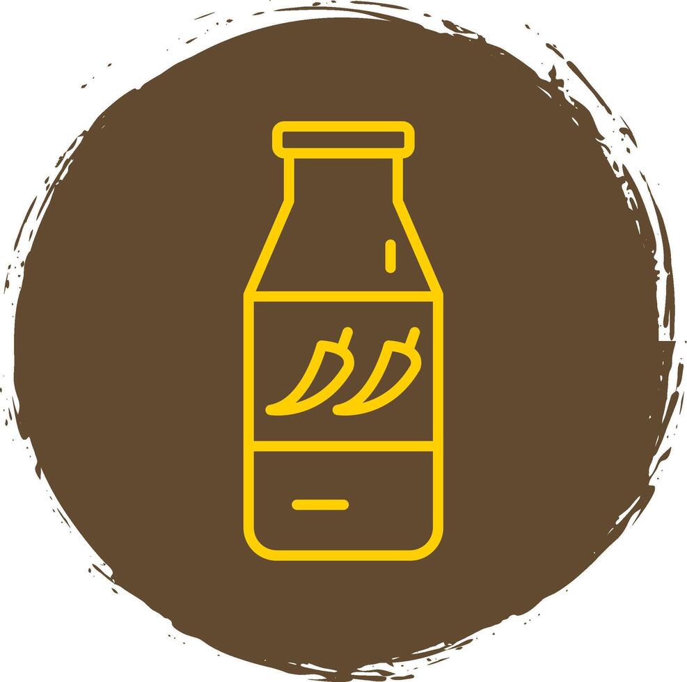 Chilli Sauce Line Circle Sticker Icon vector