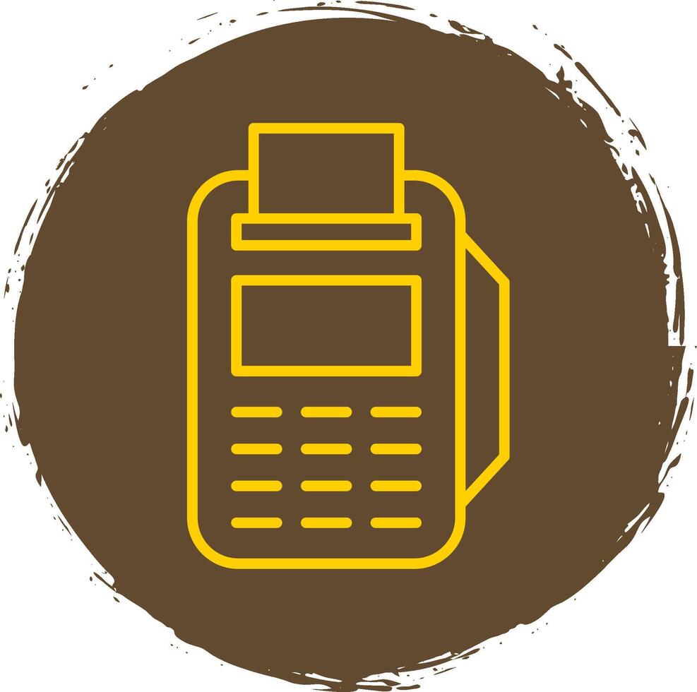 Pos Terminal Line Circle Sticker Icon vector