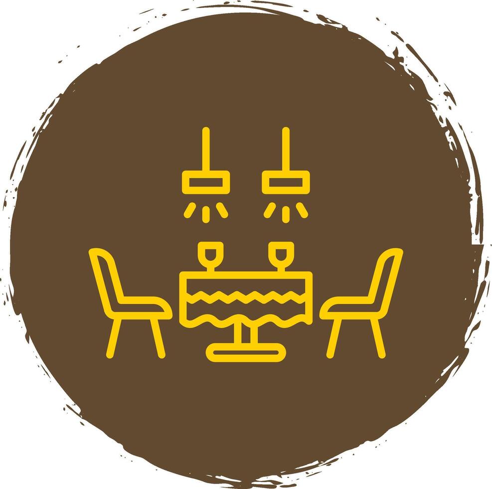 Dining Table Line Circle Sticker Icon vector