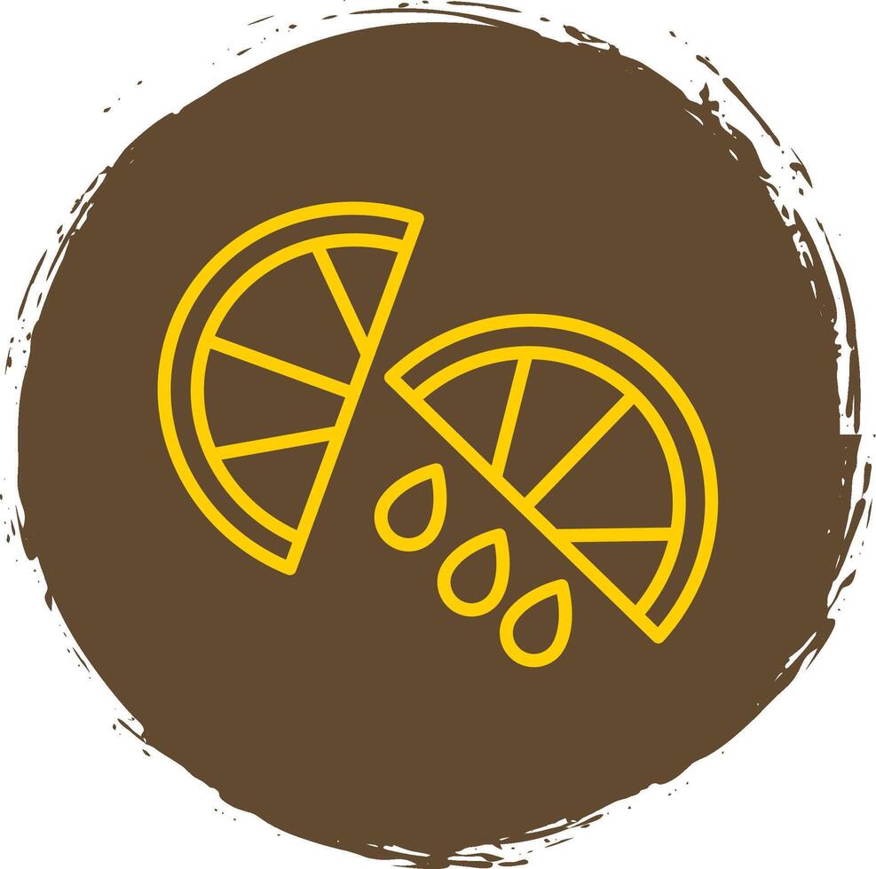 Lemon Slice Line Circle Sticker Icon vector