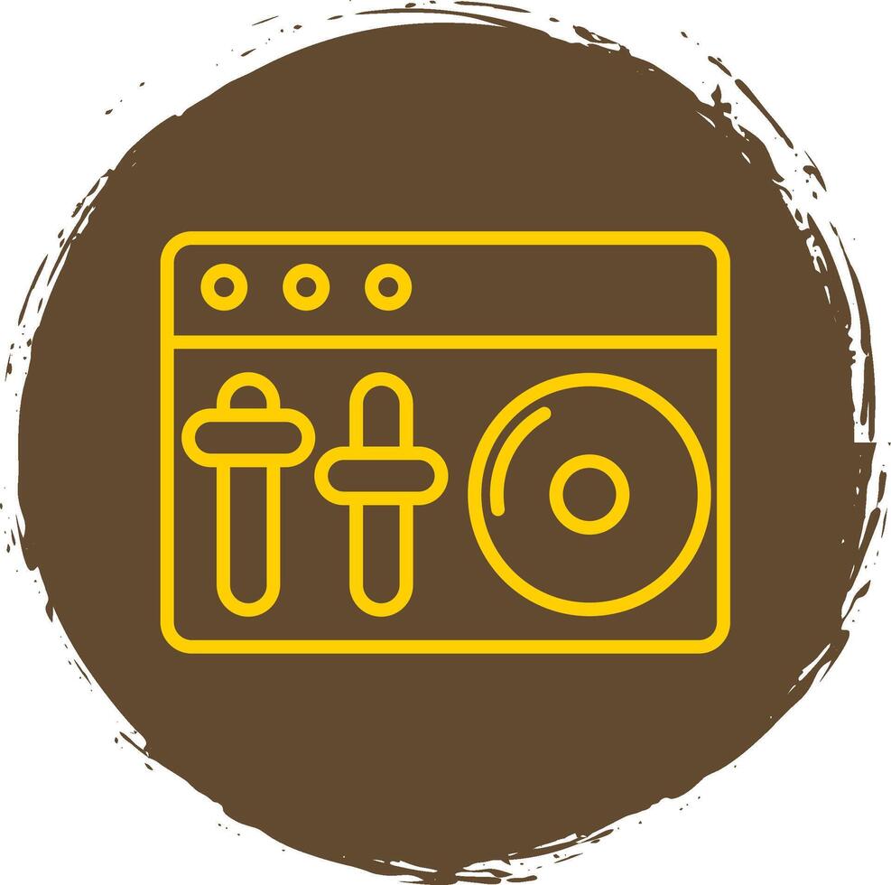Dj Mixer Line Circle Sticker Icon vector