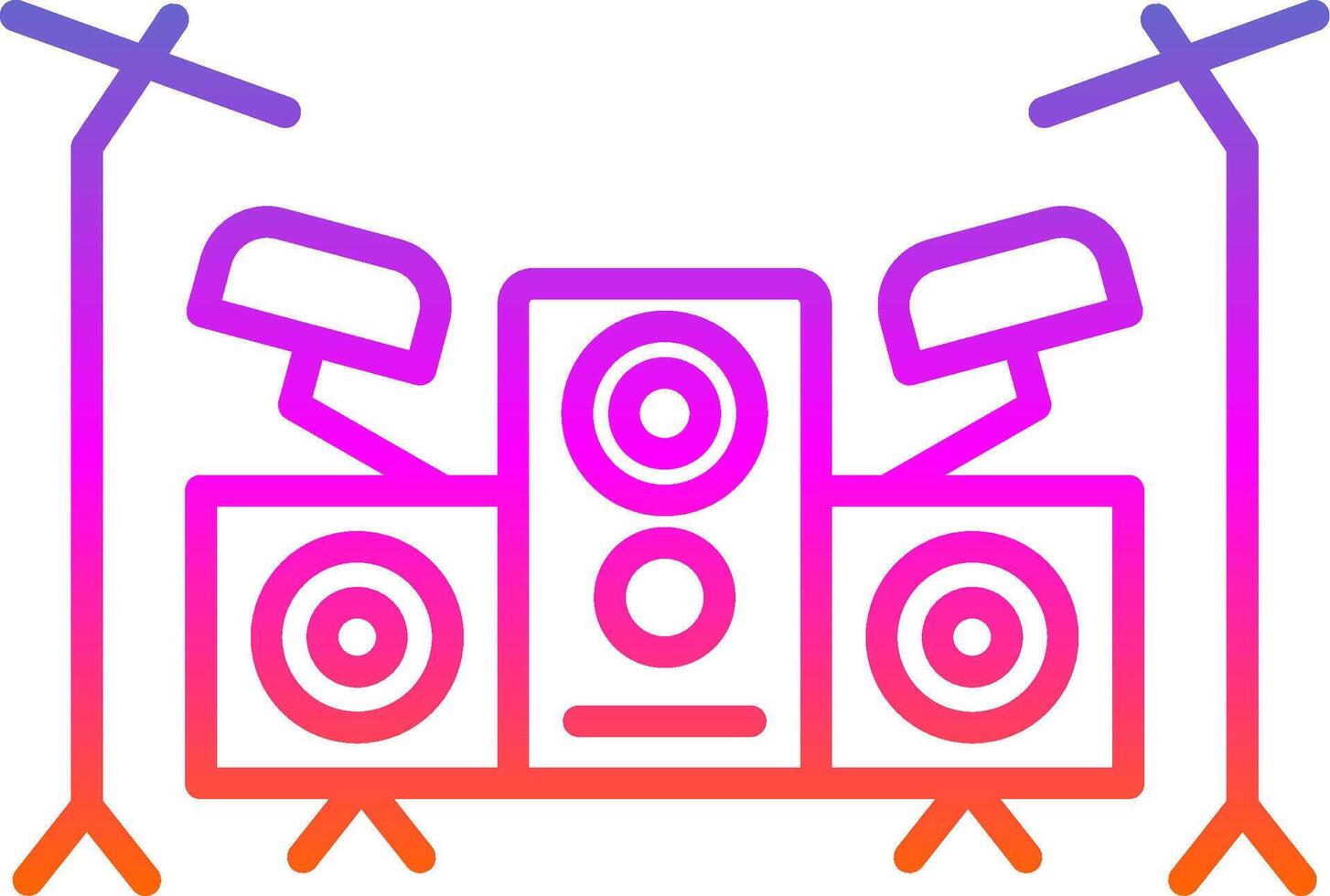 Drum Set Line Circle Sticker Icon vector