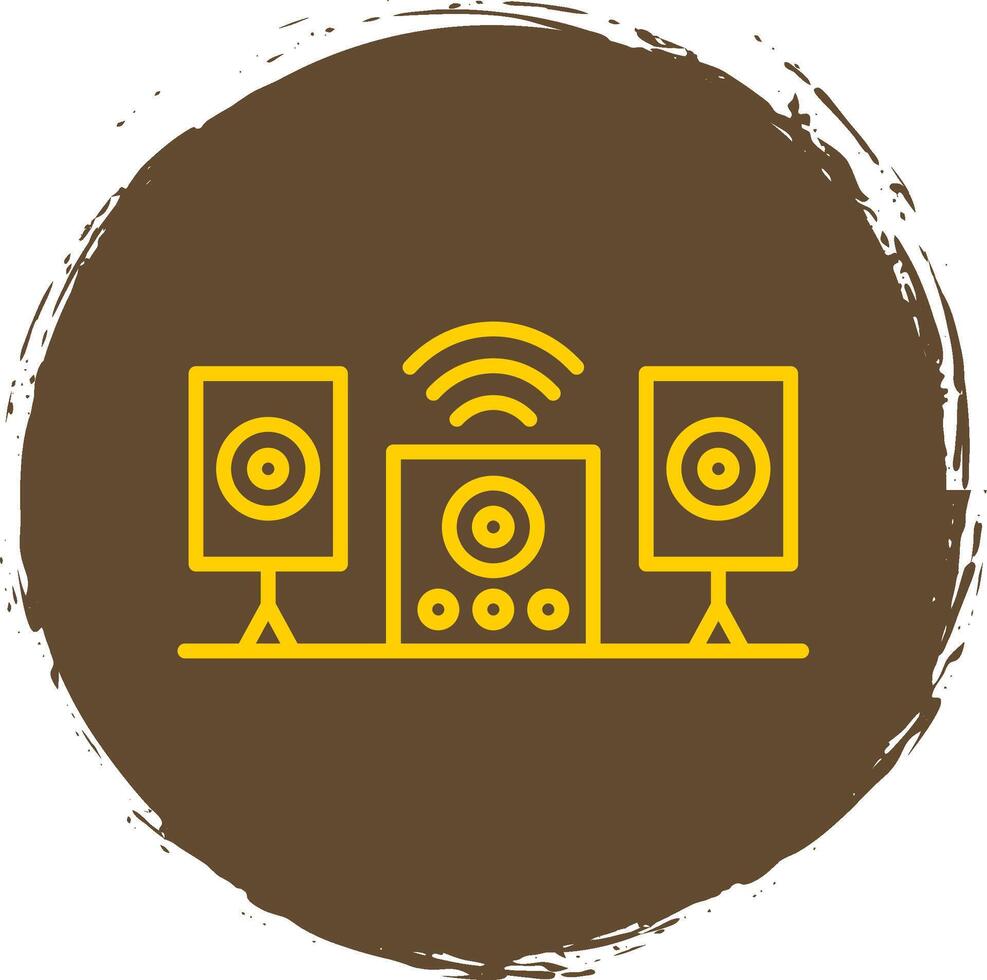 Audio System Line Circle Sticker Icon vector