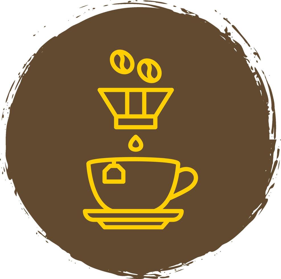 Coffee Filter Line Circle Sticker Icon vector
