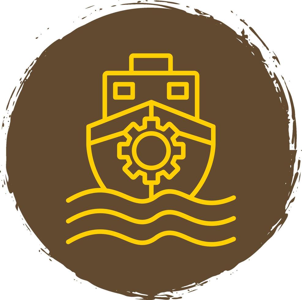 Boat Line Circle Sticker Icon vector