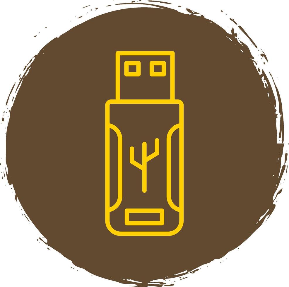 Flash Drive Line Circle Sticker Icon vector