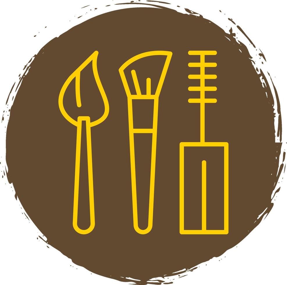 Makeup Brushes Line Circle Sticker Icon vector