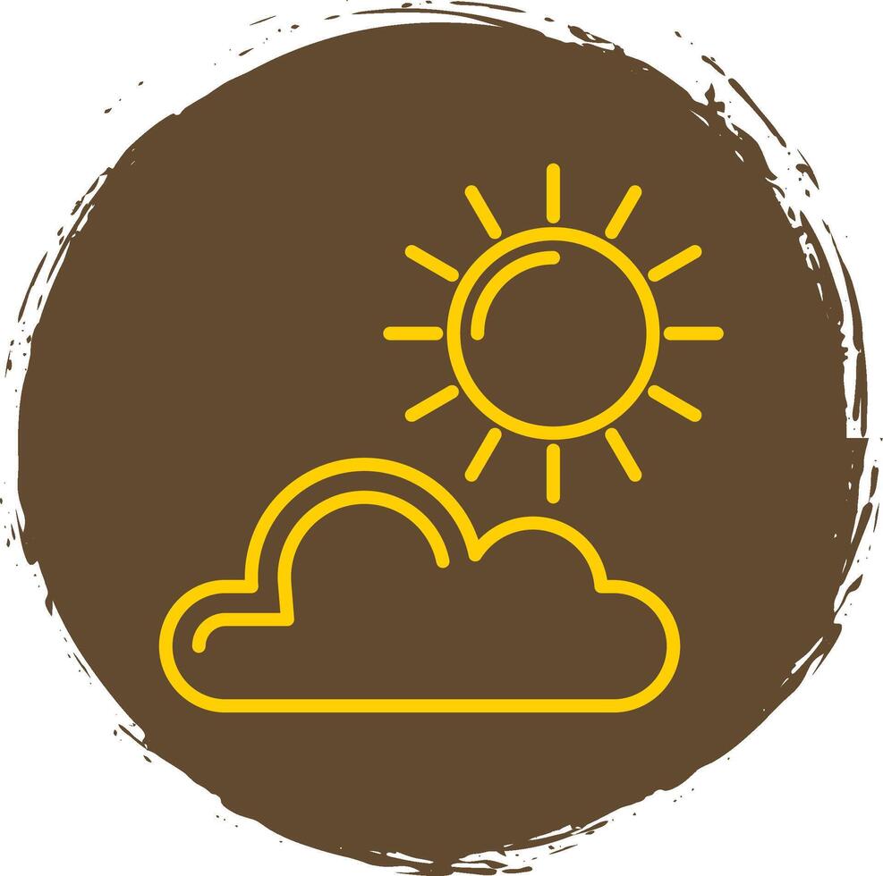 Sun Line Circle Sticker Icon vector