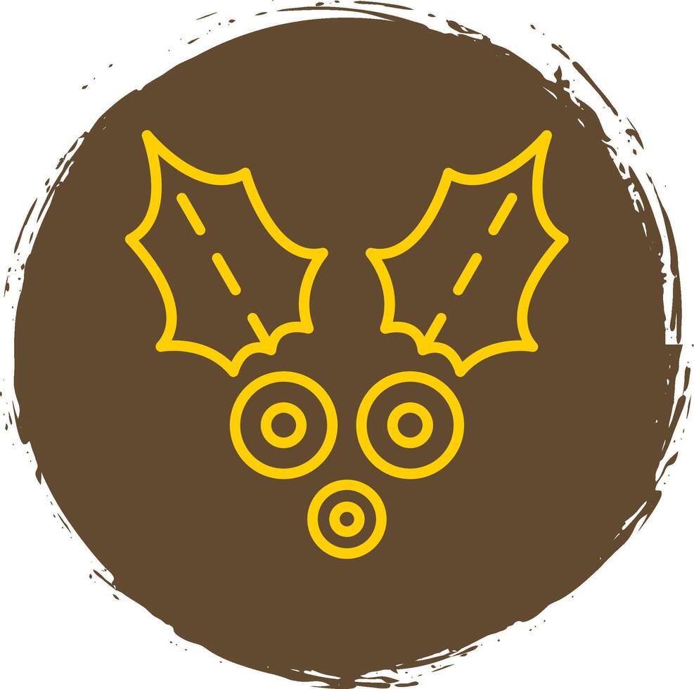 Holly Line Circle Sticker Icon vector