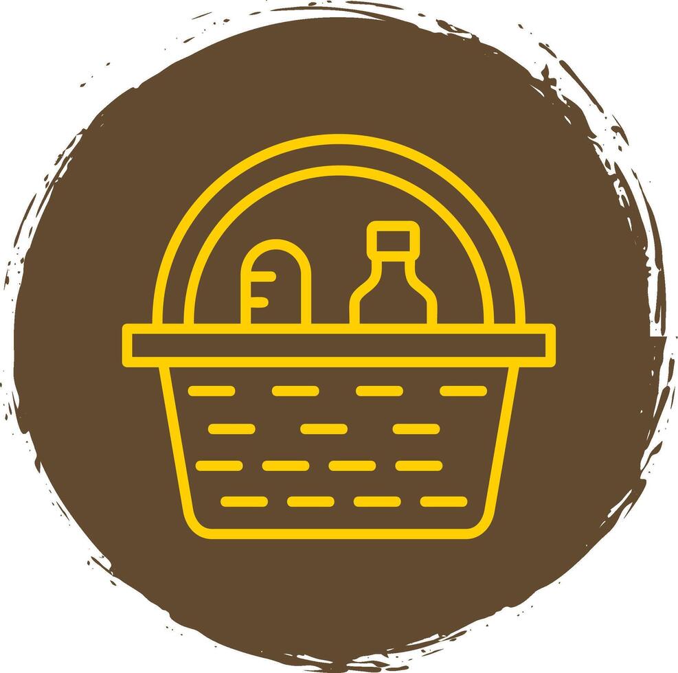 Picnic Basket Line Circle Sticker Icon vector