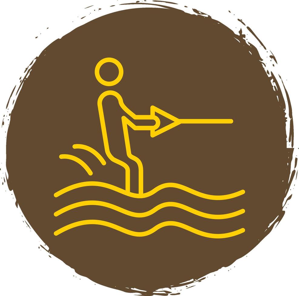 Surfing Line Circle Sticker Icon vector
