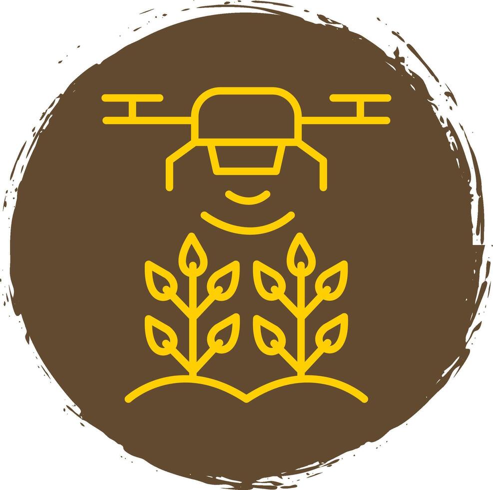 Agricultural Drones Line Circle Sticker Icon vector