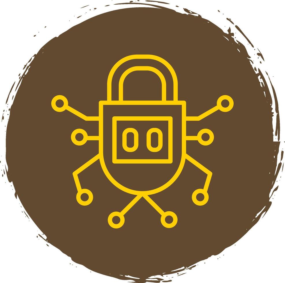 Security Line Circle Sticker Icon vector