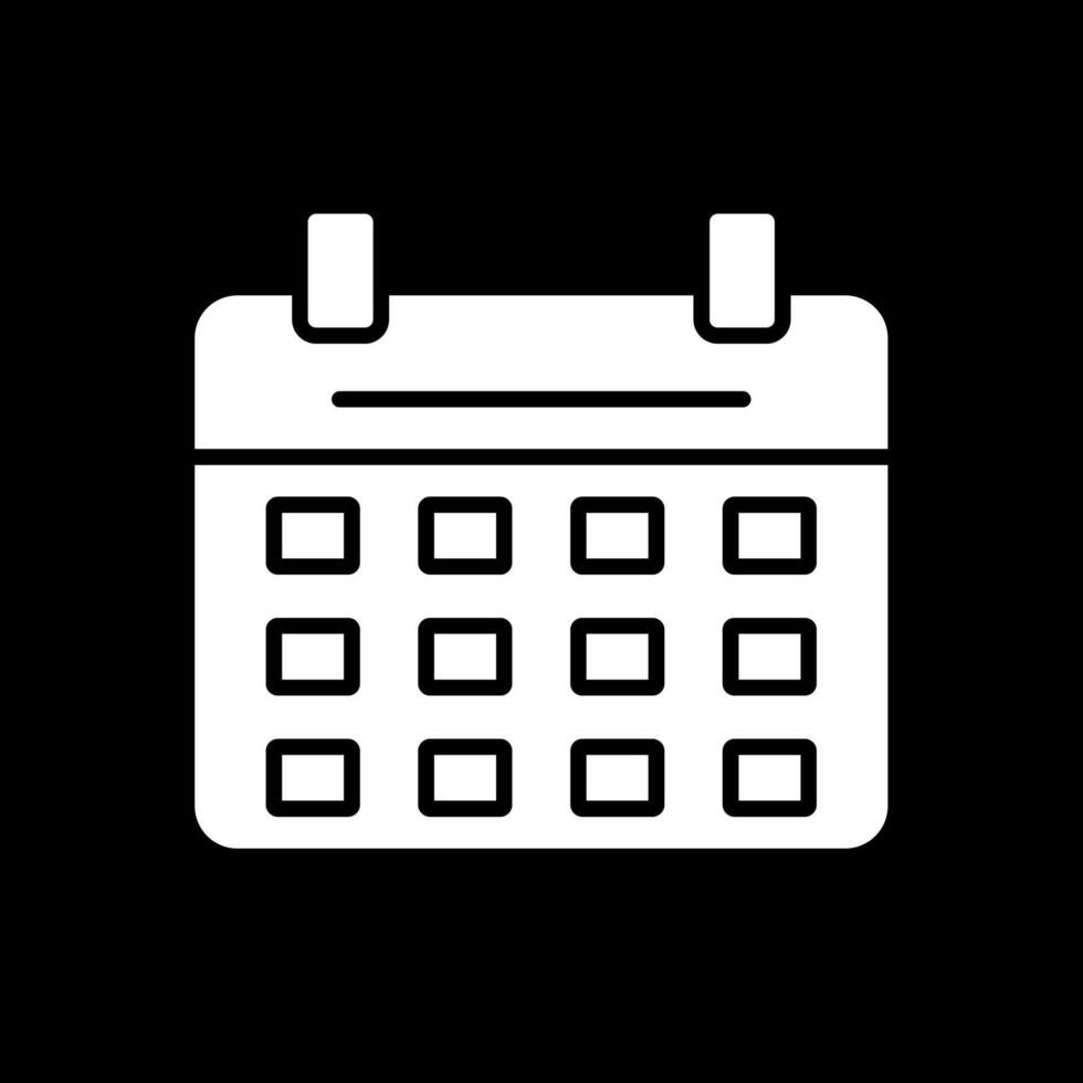 Calendar Glyph Inverted Icon Design vector