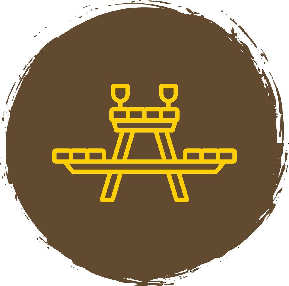 Picnic Table Line Circle Sticker Icon vector