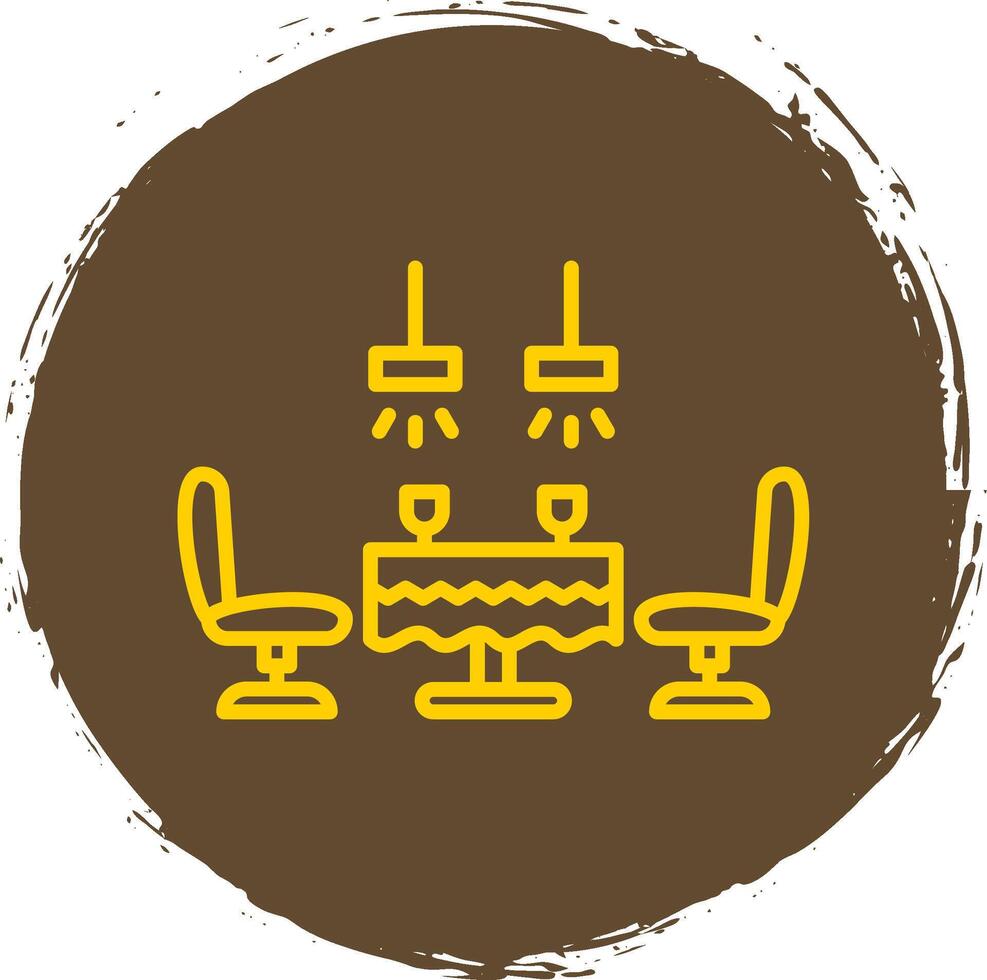 Dining Table Line Circle Sticker Icon vector