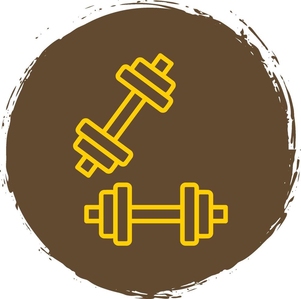 Dumbell Line Circle Sticker Icon vector