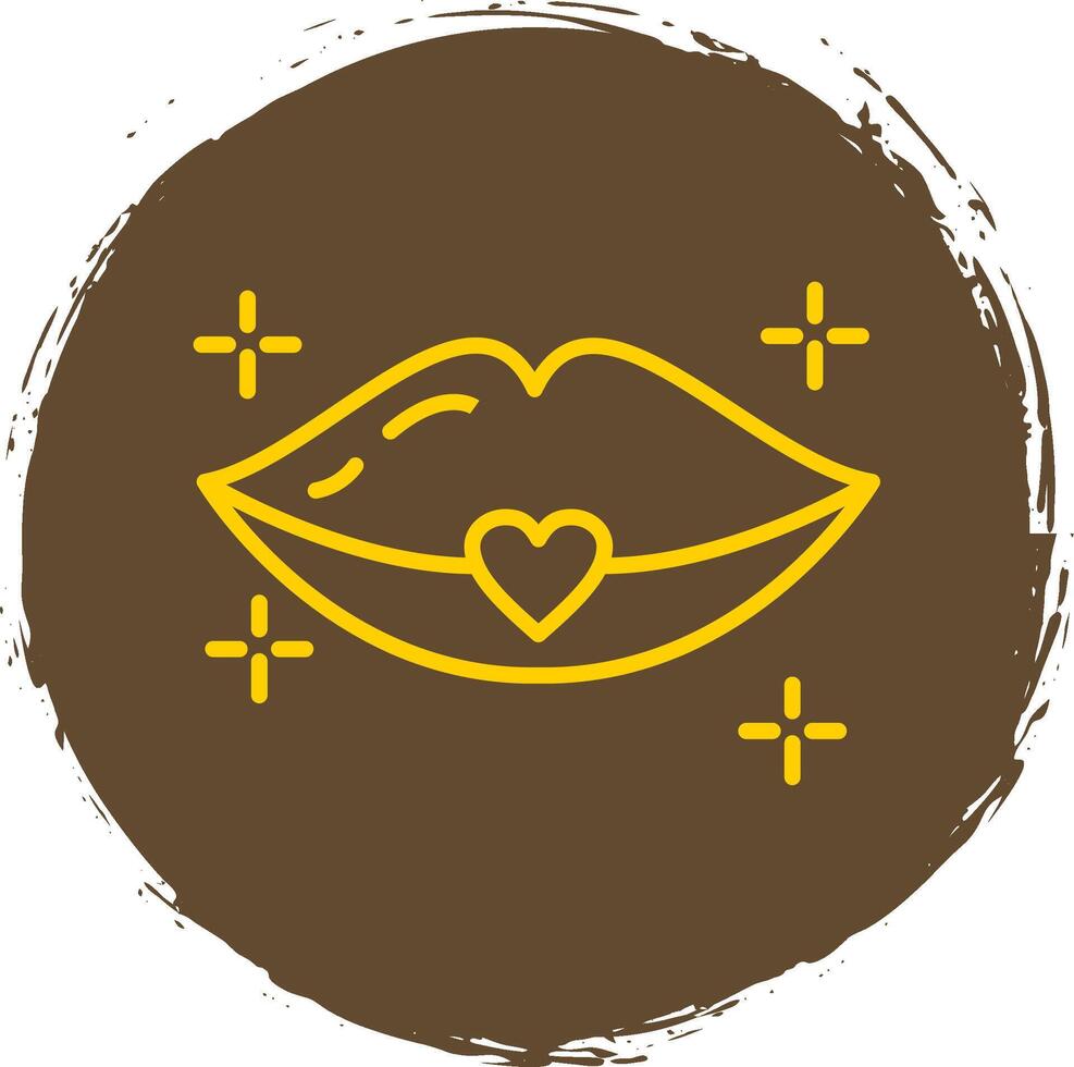 Lips Line Circle Sticker Icon vector