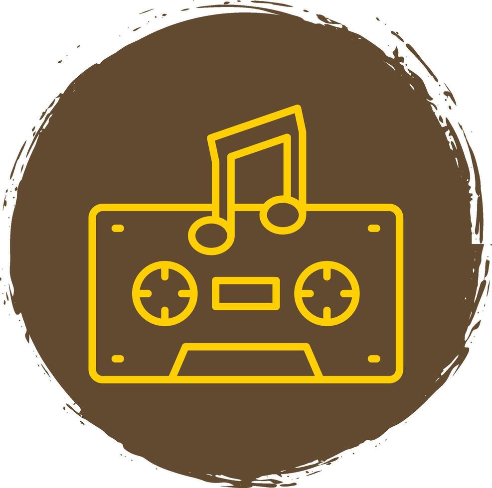 Cassette Line Circle Sticker Icon vector