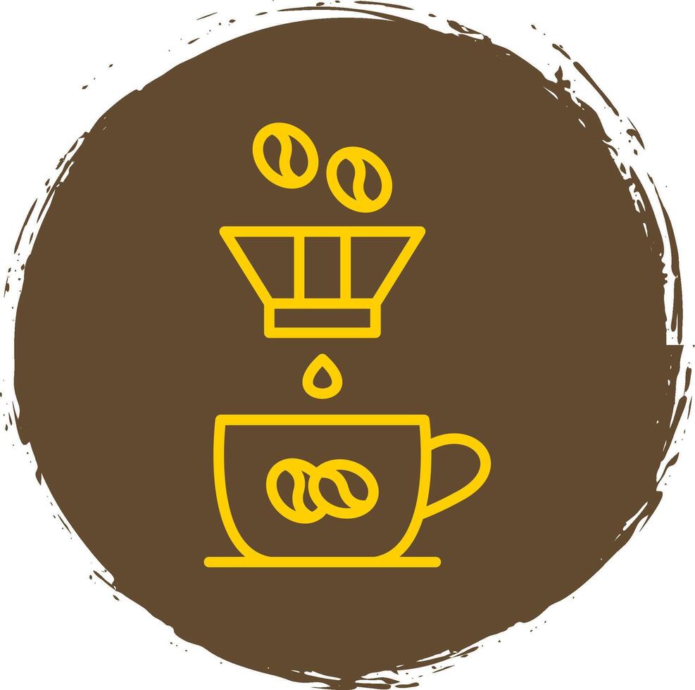 Coffee Filter Line Circle Sticker Icon vector