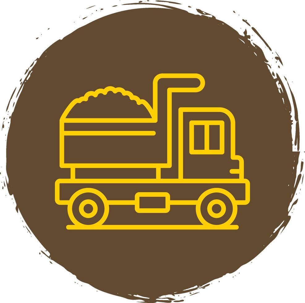 Dump Truck Line Circle Sticker Icon vector