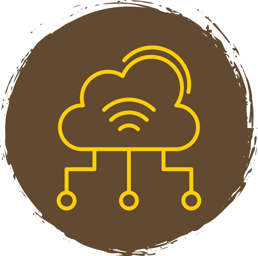 Cloud Computing Line Circle Sticker Icon vector