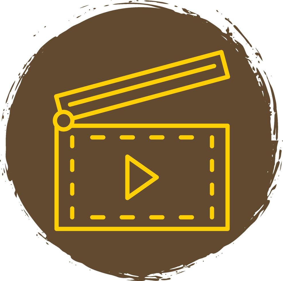 Clapperboard Line Circle Sticker Icon vector