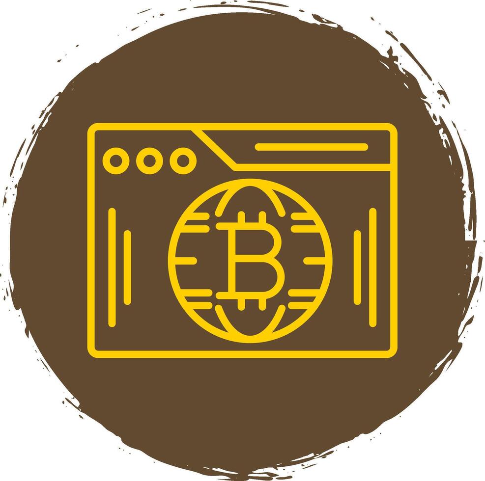 bitcoin web línea circulo pegatina icono vector