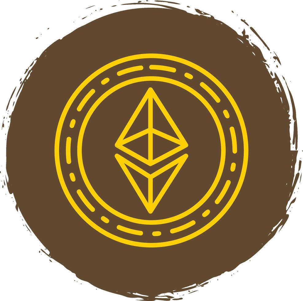Ethereum Coin Line Circle Sticker Icon vector