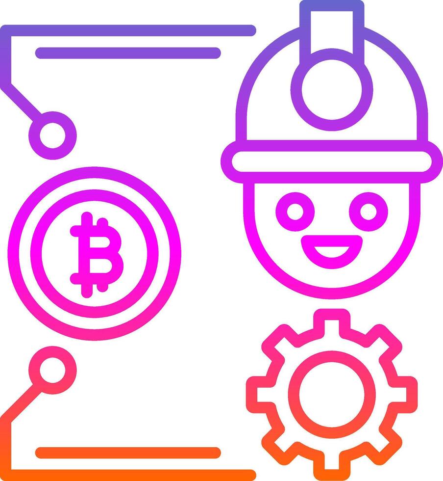 Bitcoin Craft Line Circle Sticker Icon vector