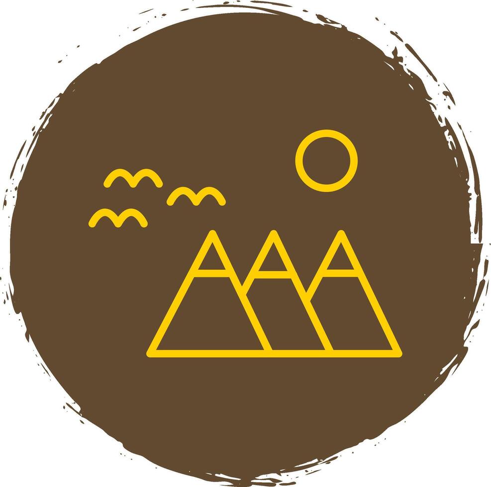 Mountain Line Circle Sticker Icon vector