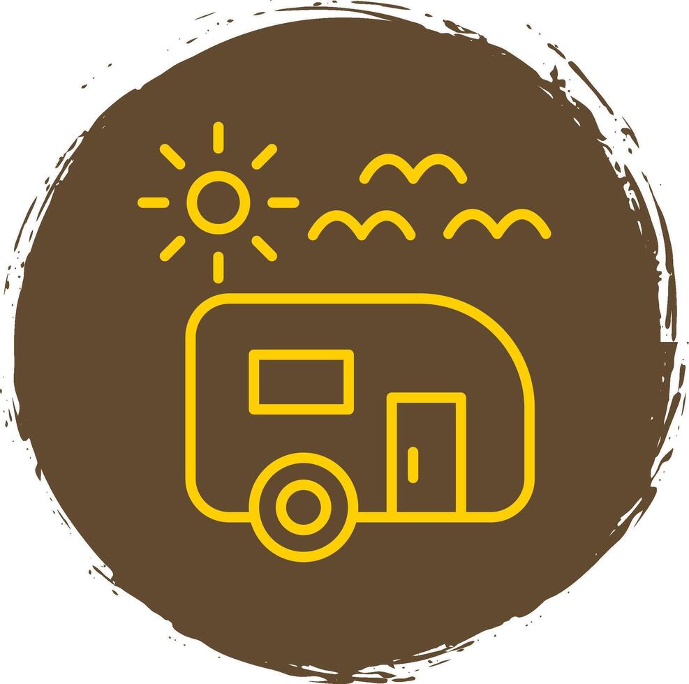 Trailer park Line Circle Sticker Icon vector