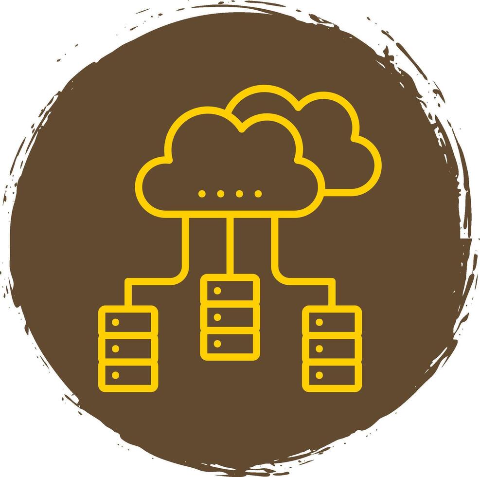 repartido base de datos línea circulo pegatina icono vector