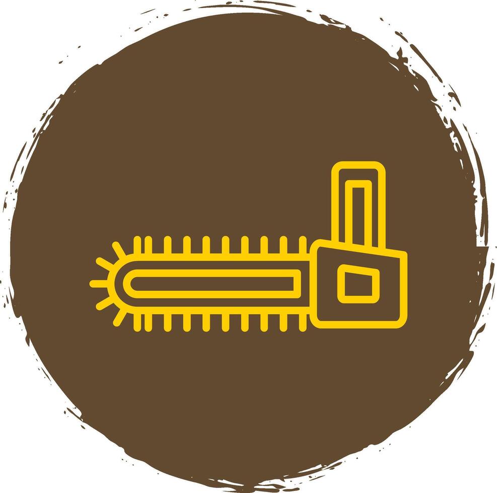 Chainsaw Line Circle Sticker Icon vector