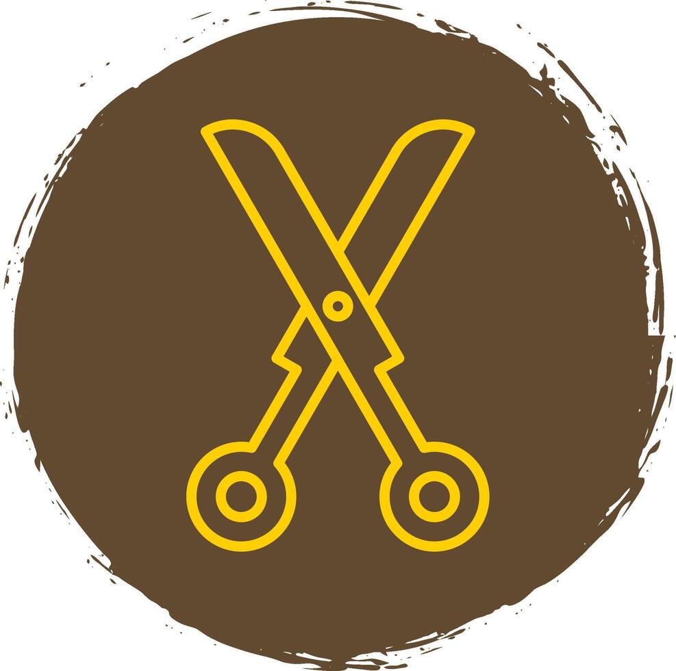 Scissors Line Circle Sticker Icon vector