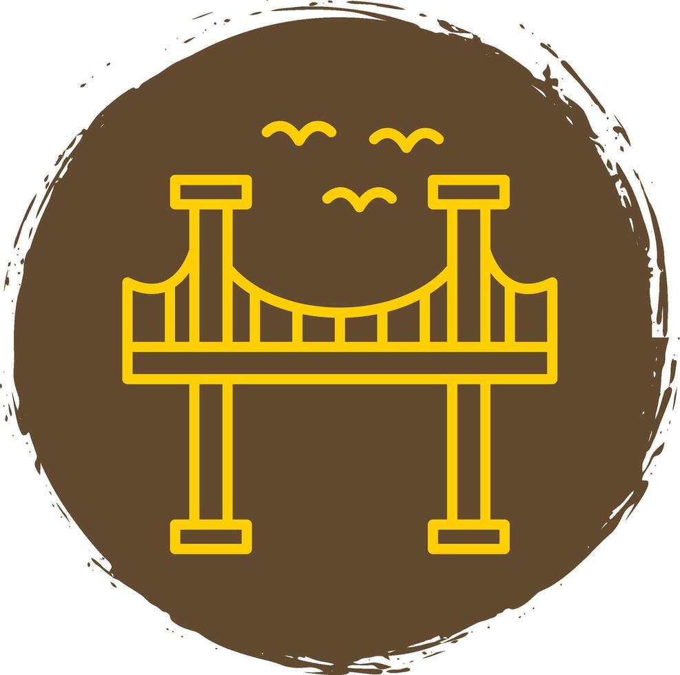 Bridge Line Circle Sticker Icon vector