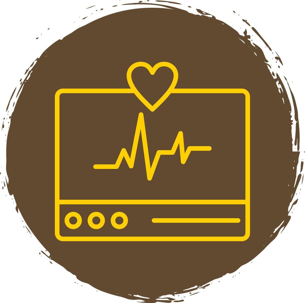 ECG Monitor Line Circle Sticker Icon vector